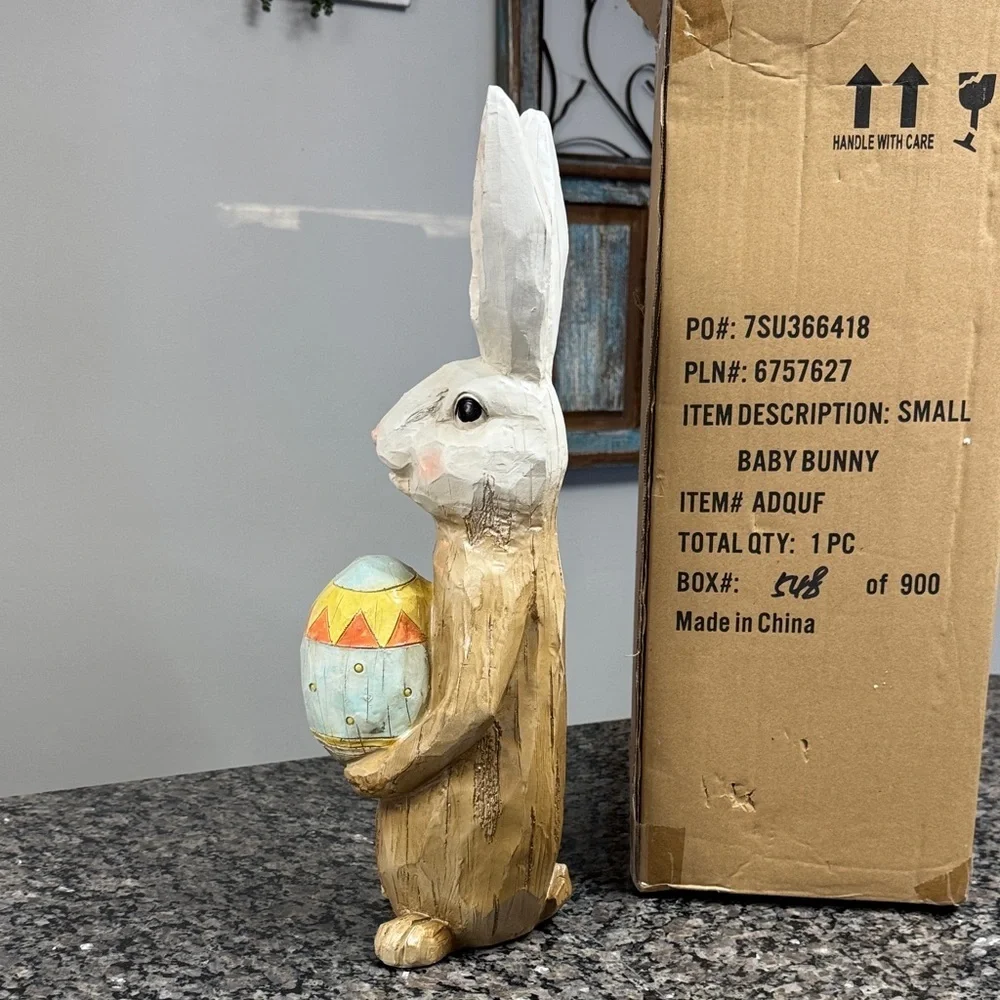 Easter Bunny with Egg Figurine resin NEW 20 inches